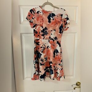 Aqua Pink Watercolor Flower Mini Dress
